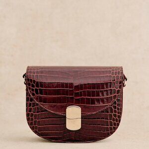 Sezane Claude Bag - Chocolate Croco Print